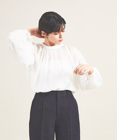 シアースタンドカラーブラウス