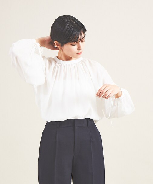 シアースタンドカラーブラウス