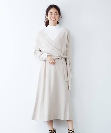 カシュクールニットワンピ