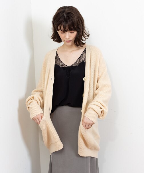 ウール／カシミヤ　 Vネックカーディガン