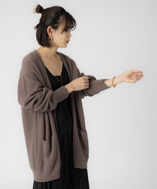 ウール/カシミヤ Vネックカーディガン