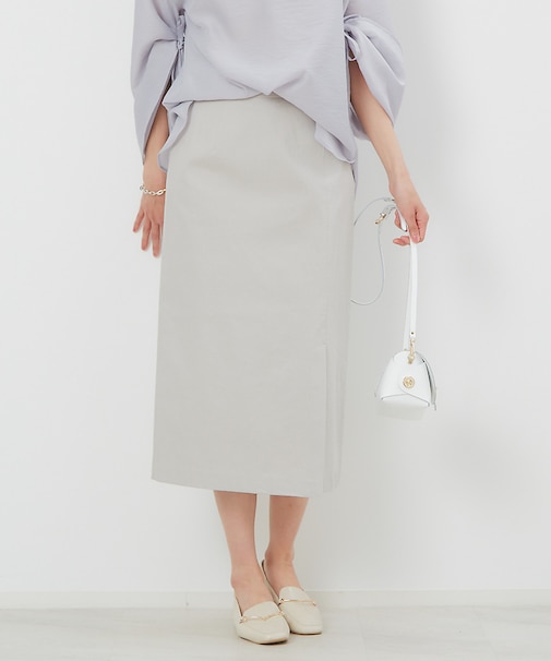 リネン混ハイテンションタイトスカート