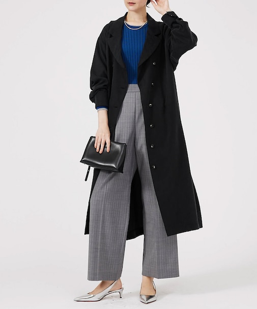 フロントダブルベルテッドコート