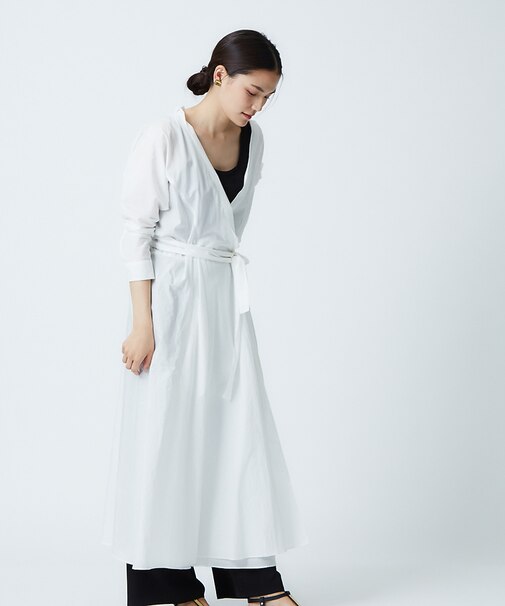 コットンカシュクールロングシャツドレス