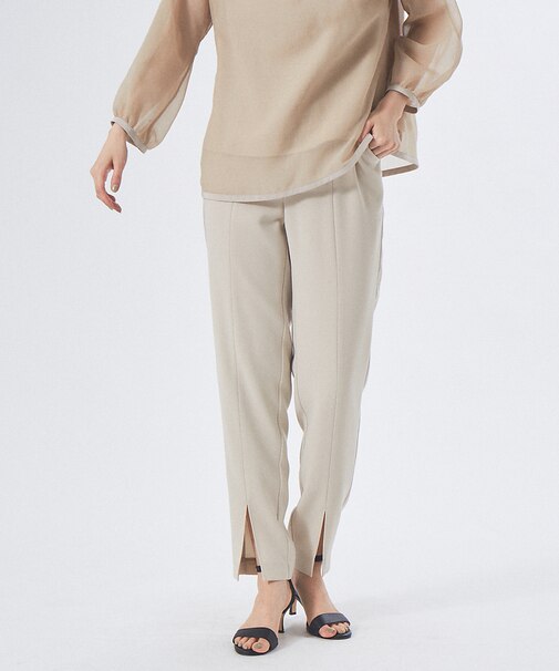 【セットアップ対応】スリムテーパードスリットパンツ