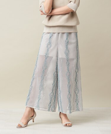 スクエアレースエンブロパンツ