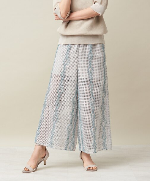 スクエアレースエンブロパンツ