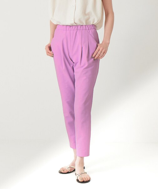 コットンリネン2WAYストレッチタックパンツ