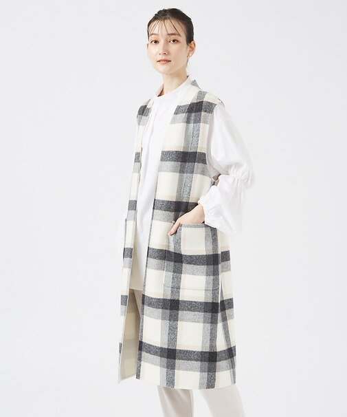 チェックダブルフェイスジレ