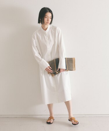 ドレープネックシャツワンピース