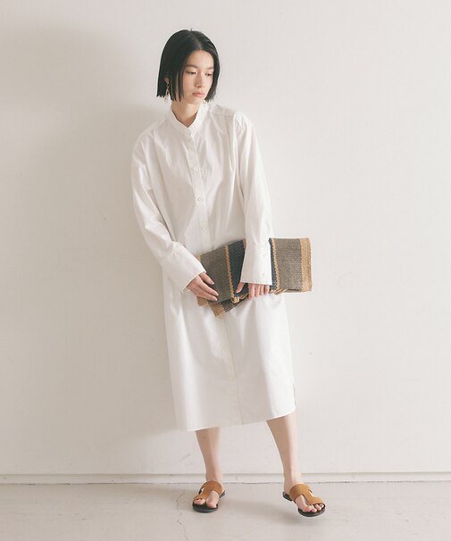 ドレープネックシャツワンピース