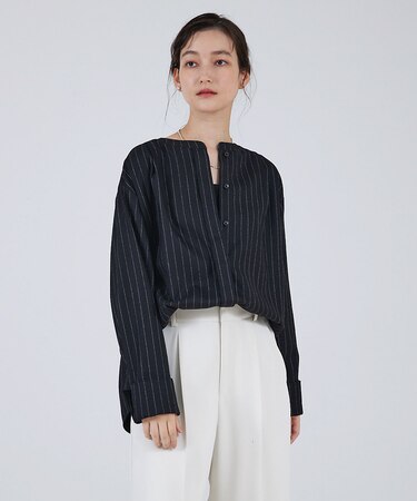 【セットアップ対応】ウールサキソニーWカフスシャツ