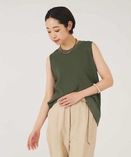 《セットアップ対応》レーヨンストレッチリブニット