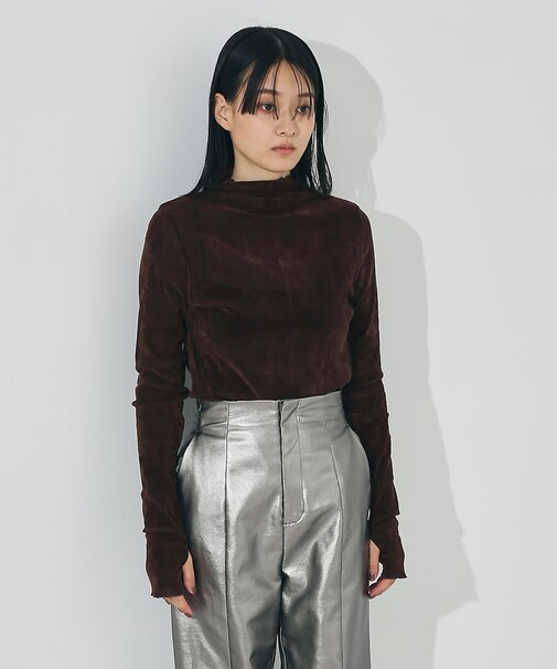 【miry dcera】ベロアシースルーボトルネックカットソー