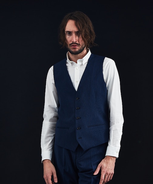 【セットアップ対応】トラベストストライプセットアップジレ