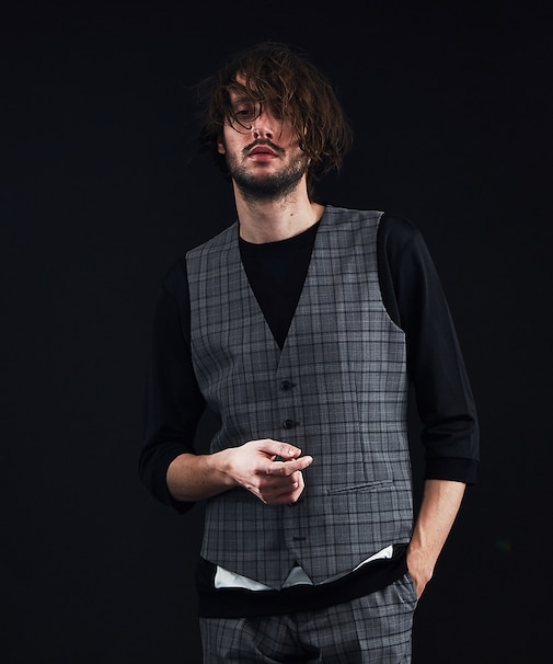 【セットアップ対応】ピンチェックジレ