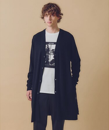 ウーステッド ニット ロングカーディガン