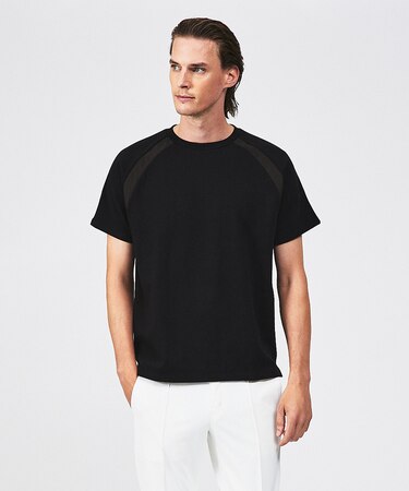 異素材ラグライン 半袖Tシャツ