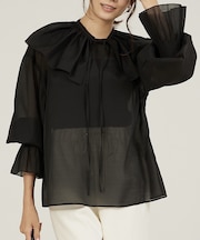 マルチフリルブラウス【ティペット付】