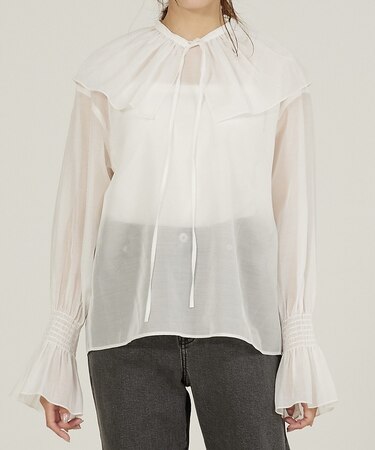 マルチフリルブラウス【ティペット付】