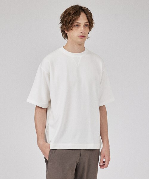 Peserico ホワイト 半袖Tシャツ シャツ屋仕立てのTシャツ】 汗ジミ防止 クルーネック Tシャツ 半袖