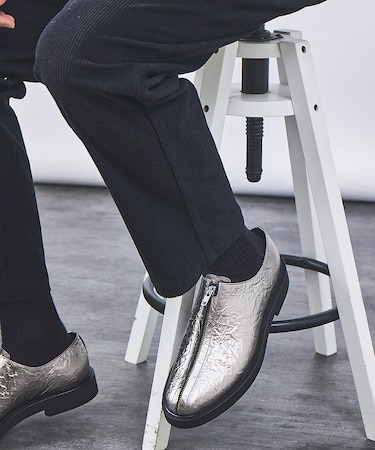 センター ジップ パターン レザーシューズ