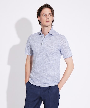 【別注】GUY ROVER コットンリネンボーダーポロシャツ