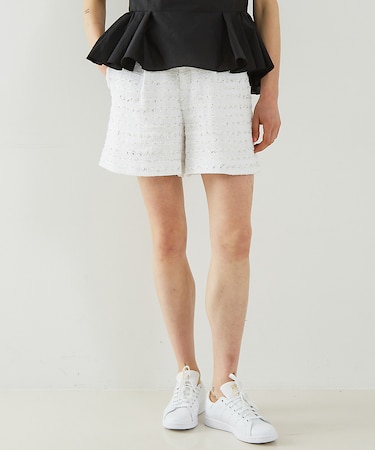 【セットアップ対応】ボーダーツイードショートパンツ