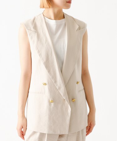 【セットアップ対応】リネンストレッチベスト