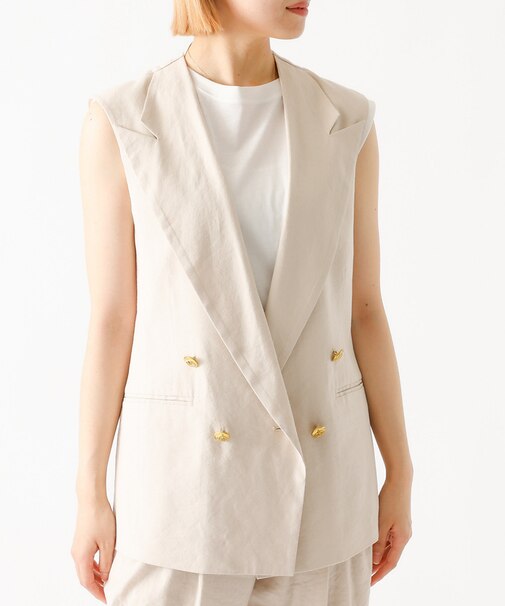 【セットアップ対応】リネンストレッチベスト