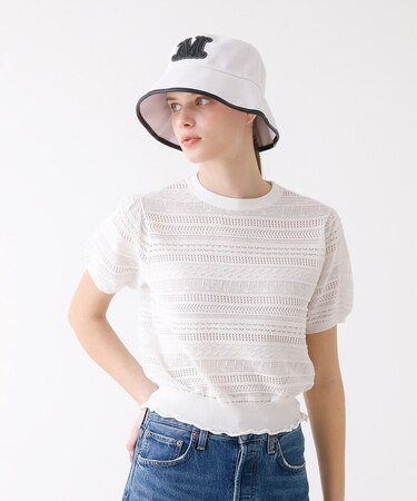 透かし編半袖プルオーバー