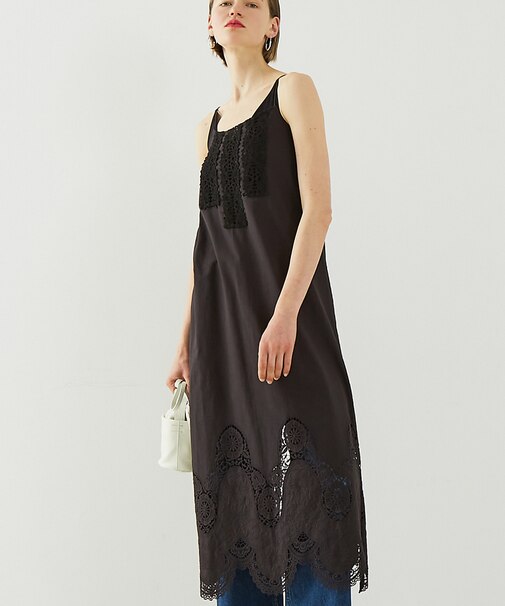 【BEAUVET/ボーヴェット 】エンブロイダリーレースキャミドレス