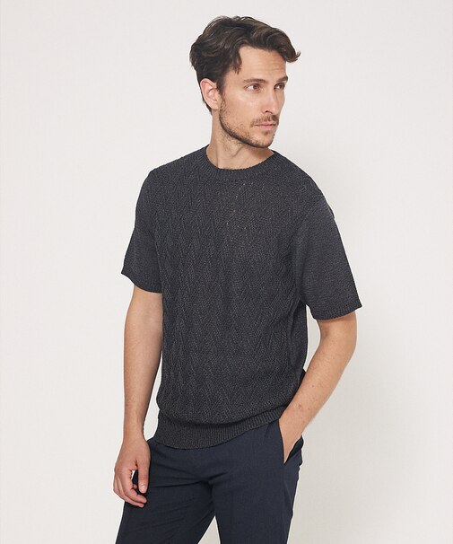 和紙 ヘリンボーンニット Tシャツ