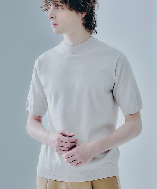 ハイツイスト モックネック 半袖ニット