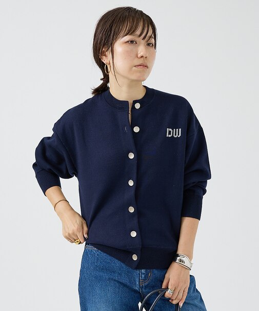 ダブルフェイスクルーネックカーディガン