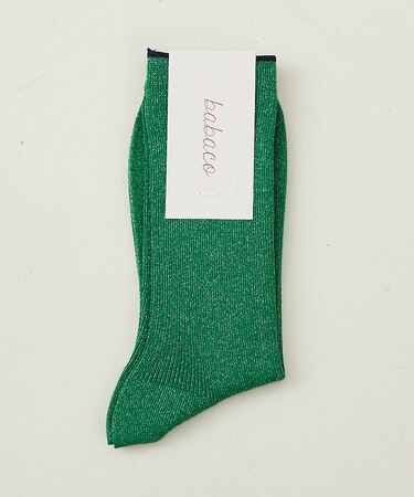 【babaco/ババコ】 Lurex Fine Ribbed Socks ラメリ