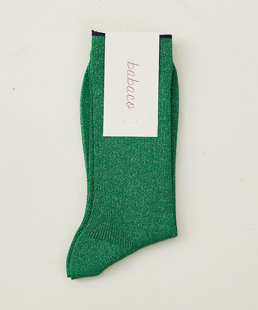 【babaco/ババコ】 Lurex Fine Ribbed Socks ラメリ