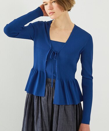 2WAYリブペプラムボレロカーディガン