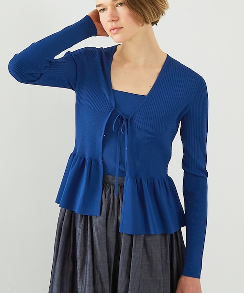 2WAYリブペプラムボレロカーディガン