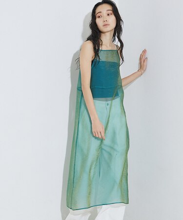 【前後着用可】無地 2WAY シアー キャミソール  ワンピース