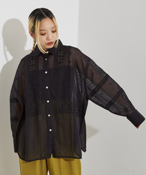 【WEB限定】コットネット 刺繍シャツ