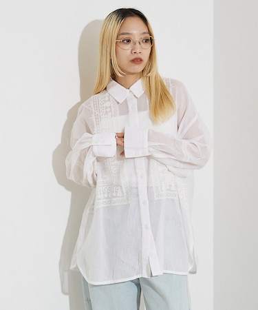 【WEB限定】コットネット 刺繍シャツ