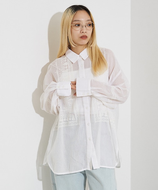 【WEB限定】コットネット 刺繍シャツ