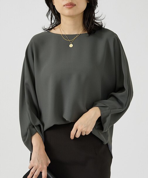 ダブルクロス袖ターンナップブラウス