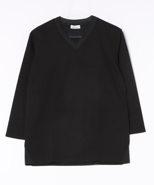 BLANC Vネック七分袖Tシャツ