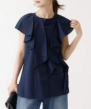 フロントラッフルブラウス