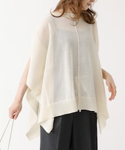 ポンチョ風シアーニットプルオーバー