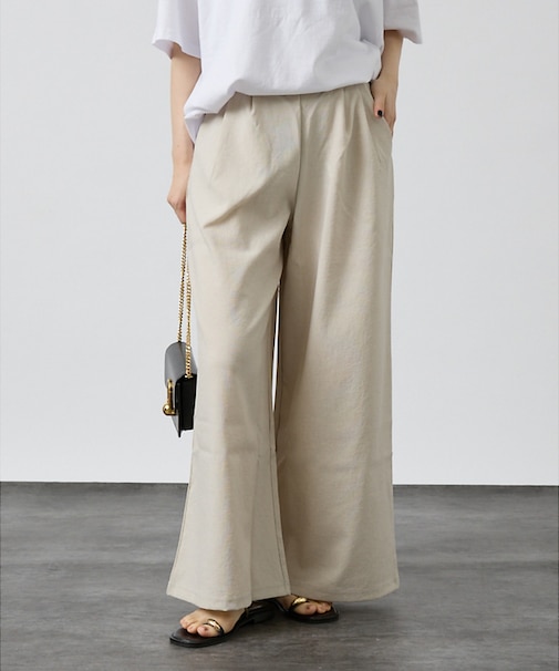 リネン調ワイドパンツ