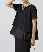 【セットアップ対応】後ろタフタペプラムプルオーバー