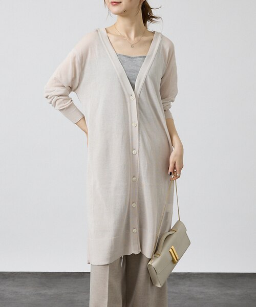 麻混シアーロングカーディガン｜デザインワークスのアウトレット通販